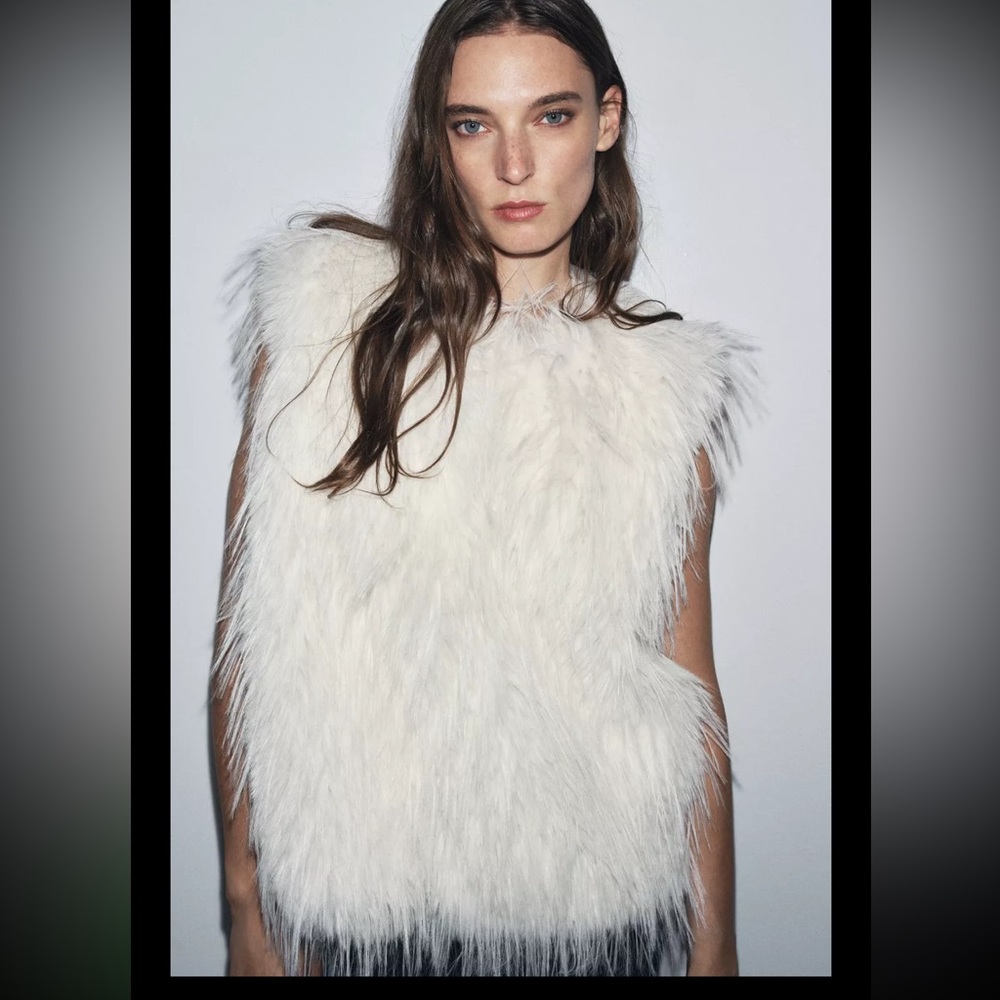 ZW collection faux fur vest jacket